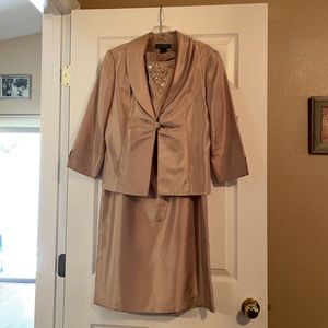 2 piece dress, gold color, size 10